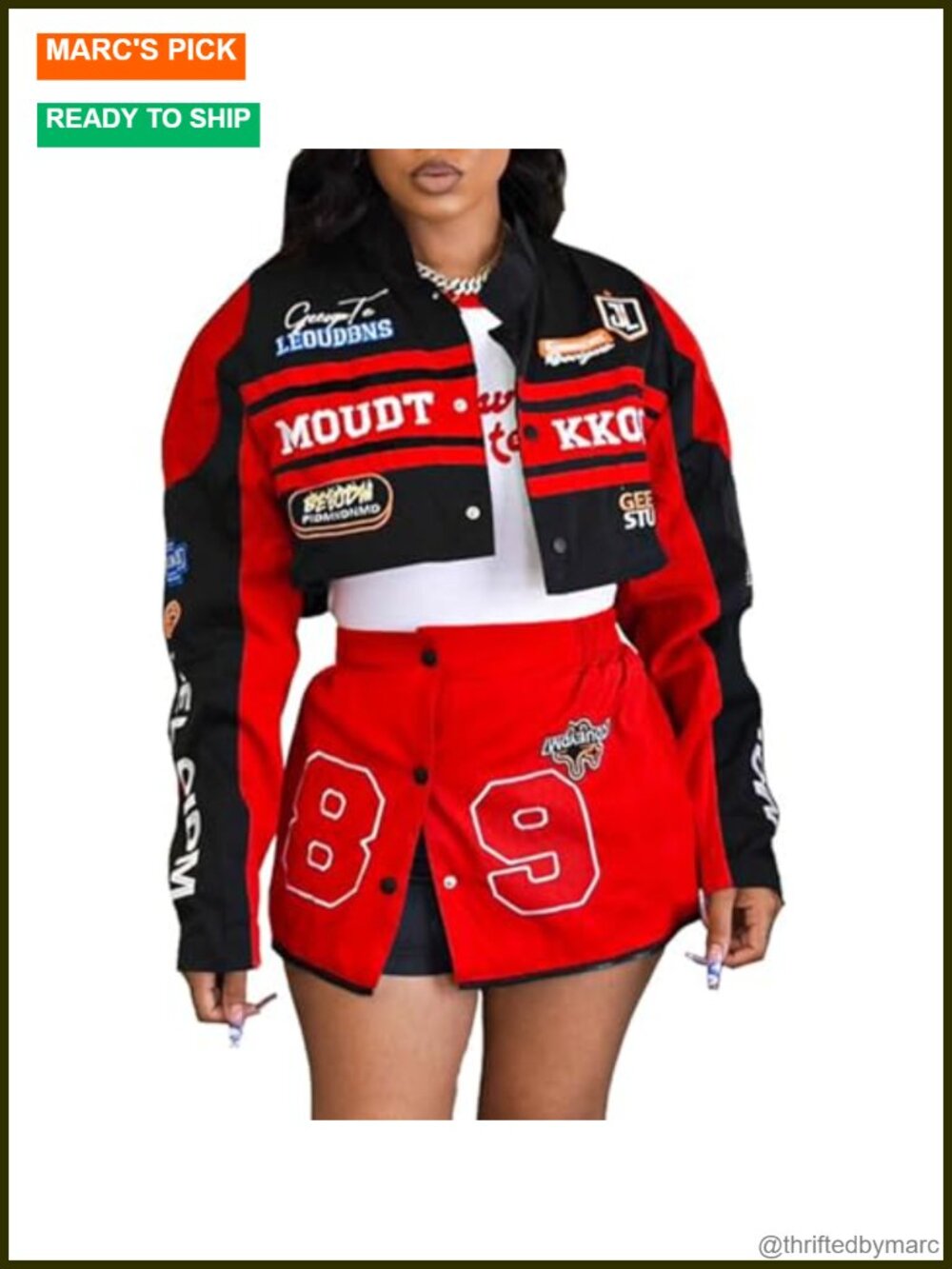 2 Piece Crop Jacket Top and Mini Skirt Set